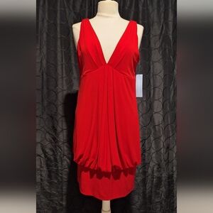 London Times Red Pleated Halter Sundress